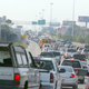 Bumper-to-bumper traffic heads out of Galveston, Texas toward Houston, Sept. 21, 2005.
